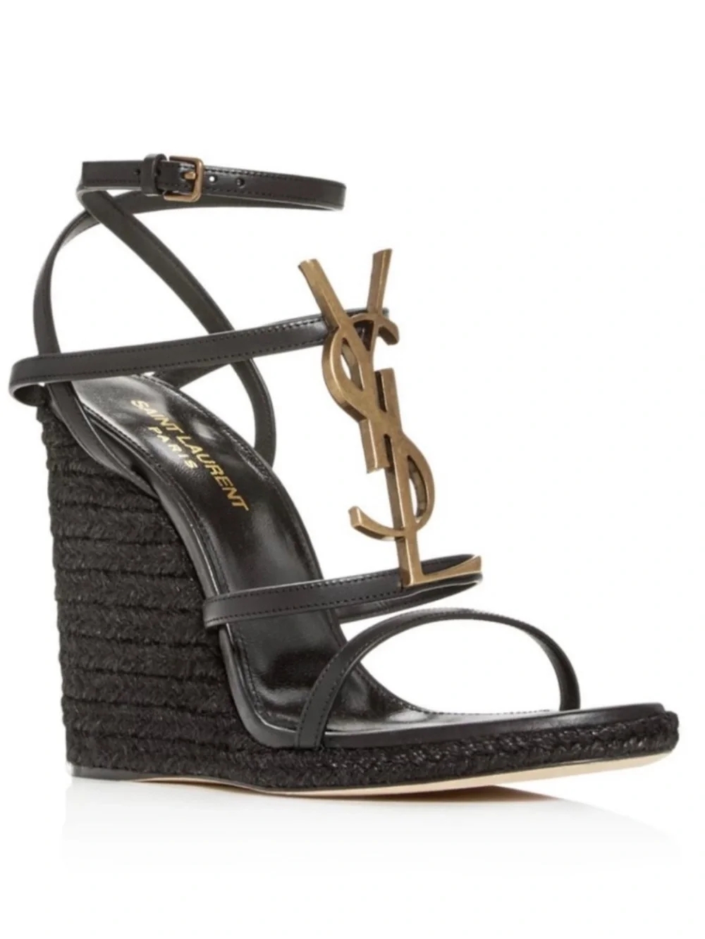 Saint Laurent Cassandra logo espadrille sandal wedges